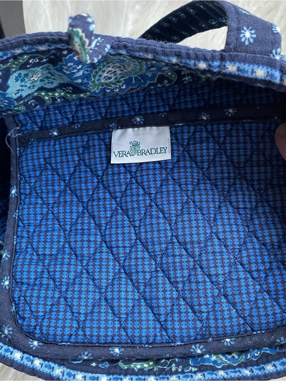 Vera Bradley Quilted Navy Paisley-Trim Tote Bag - Women's Shoulder Tote - Picture 7 of 16